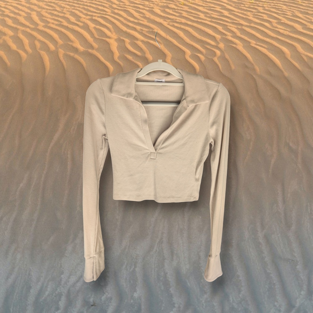 Caroline Long Sleeve Cropped Polo Top